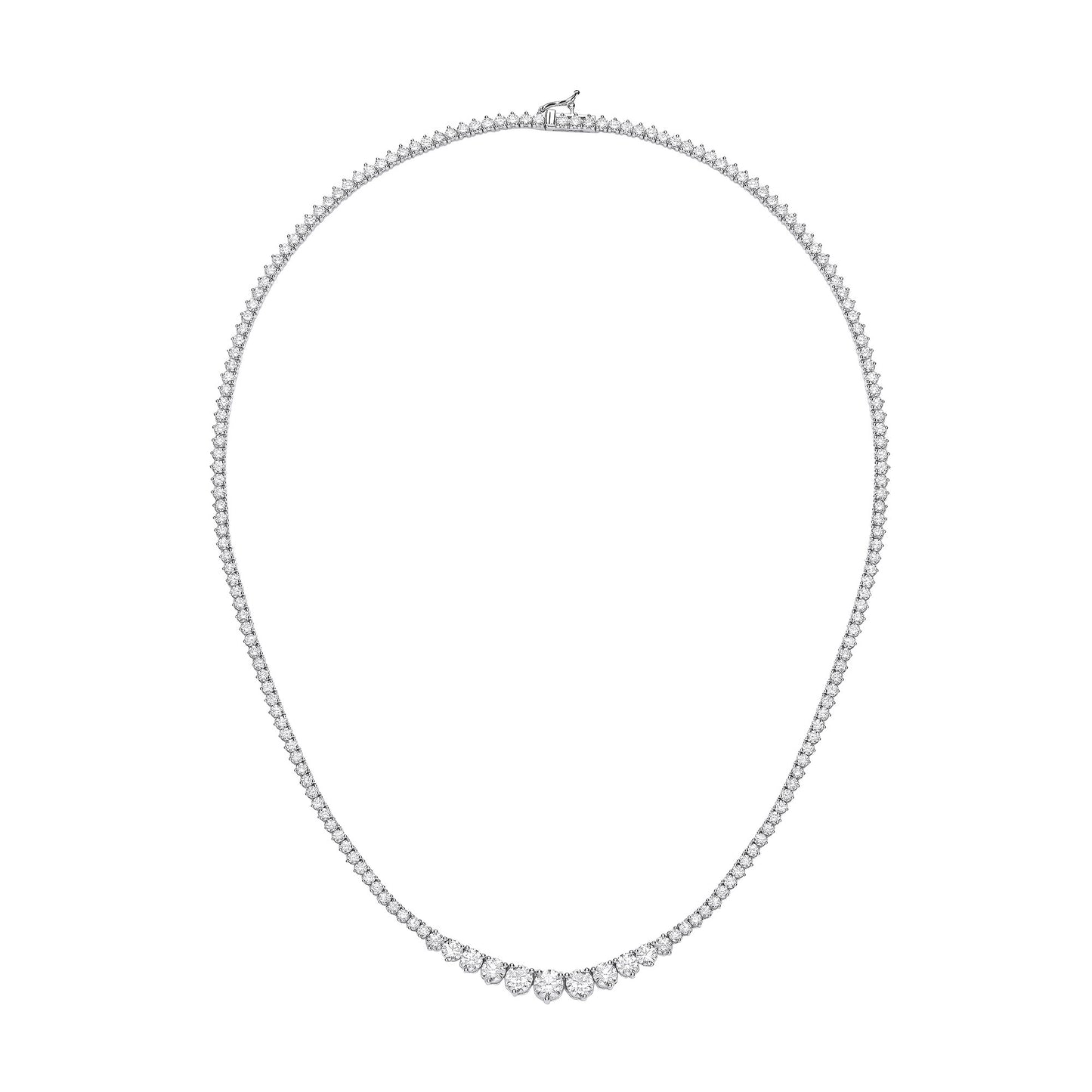 18ct White Gold Graduated 10.00ct 17 Inch Necklace - 18ct Gold