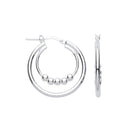 Silver Double Hoop with beads Earrings