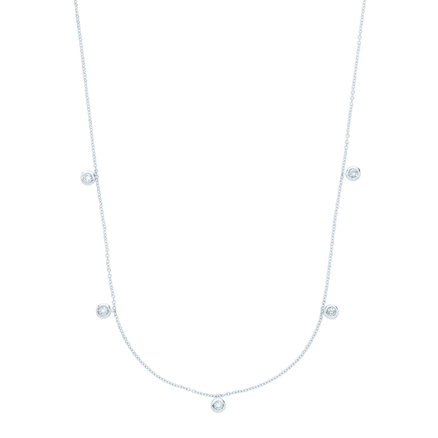 9ct White Gold Rub-Over 0.25ctw Diamond (18in/45cm) Chain - 9ct Gold