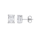 Silver CLEAR Cubic Zirconia Emerald Cut Stud Earrings