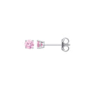 Silver PINK Cubic Zirconia Round Brilliant 4mm Studs