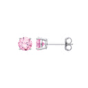 Silver PINK Cubic Zirconia Round Brilliant 6mm Studs