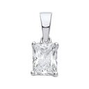 Silver CLEAR Cubic Zirconia Emerald Cut Pendant