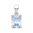 Silver BLUE Cubic Zirconia Emerald Cut Pendant