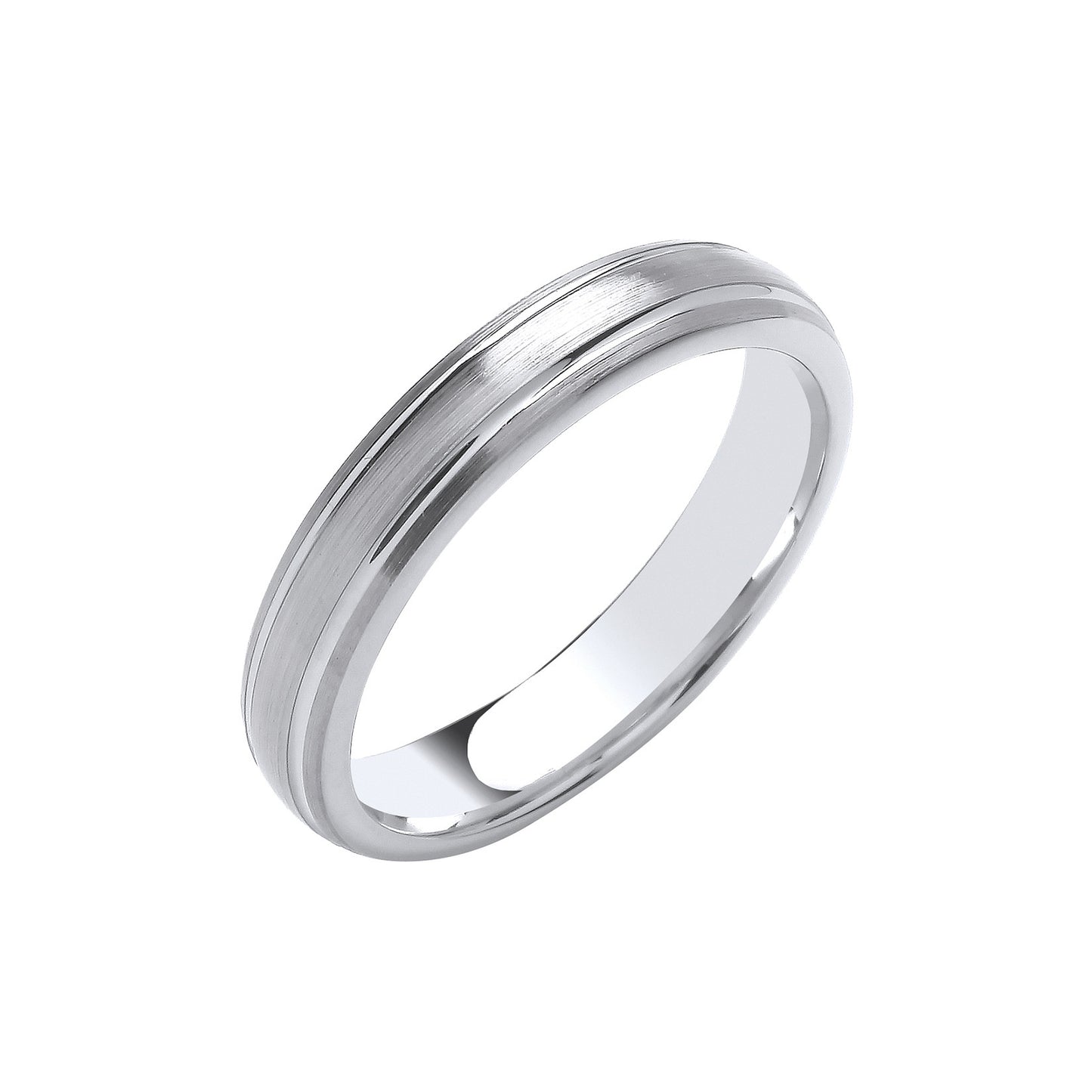 4mm Traditional Court Track Edges Wedding Band - 9ct Gold