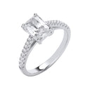 Silver Emerald Cubic Zirconia Solitaire Ring