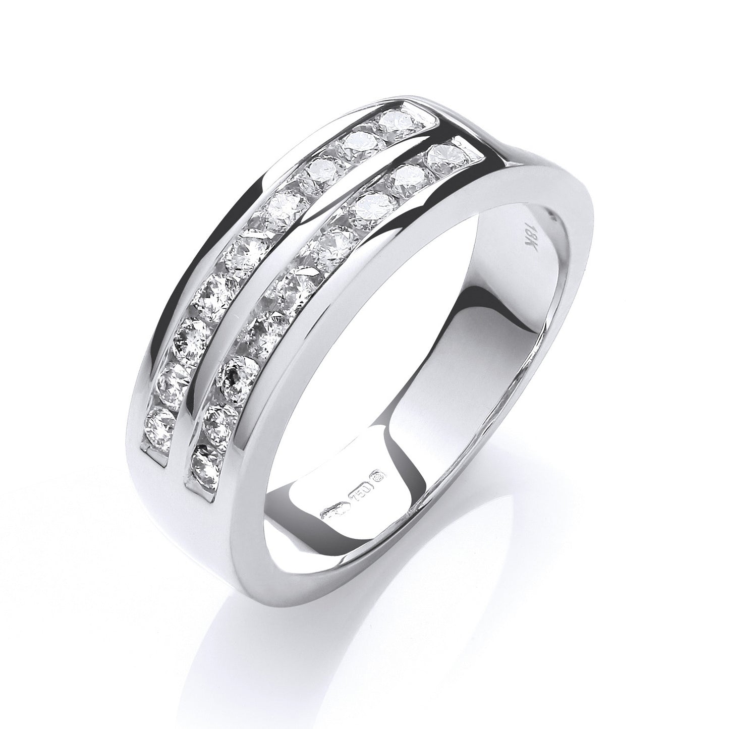 18ct White Gold D.0.50ctw Diamond Half Eternity Ring - 18ct Gold