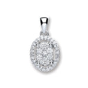 18ct White Gold 0.23ct Diamond Oval Shape Pendant