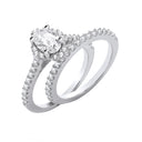 Silver Bridal Set Oval Cubic Zirconia Half ET Rings