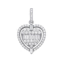 Silver Heart Halo Style Cubic Zirconia Pendant