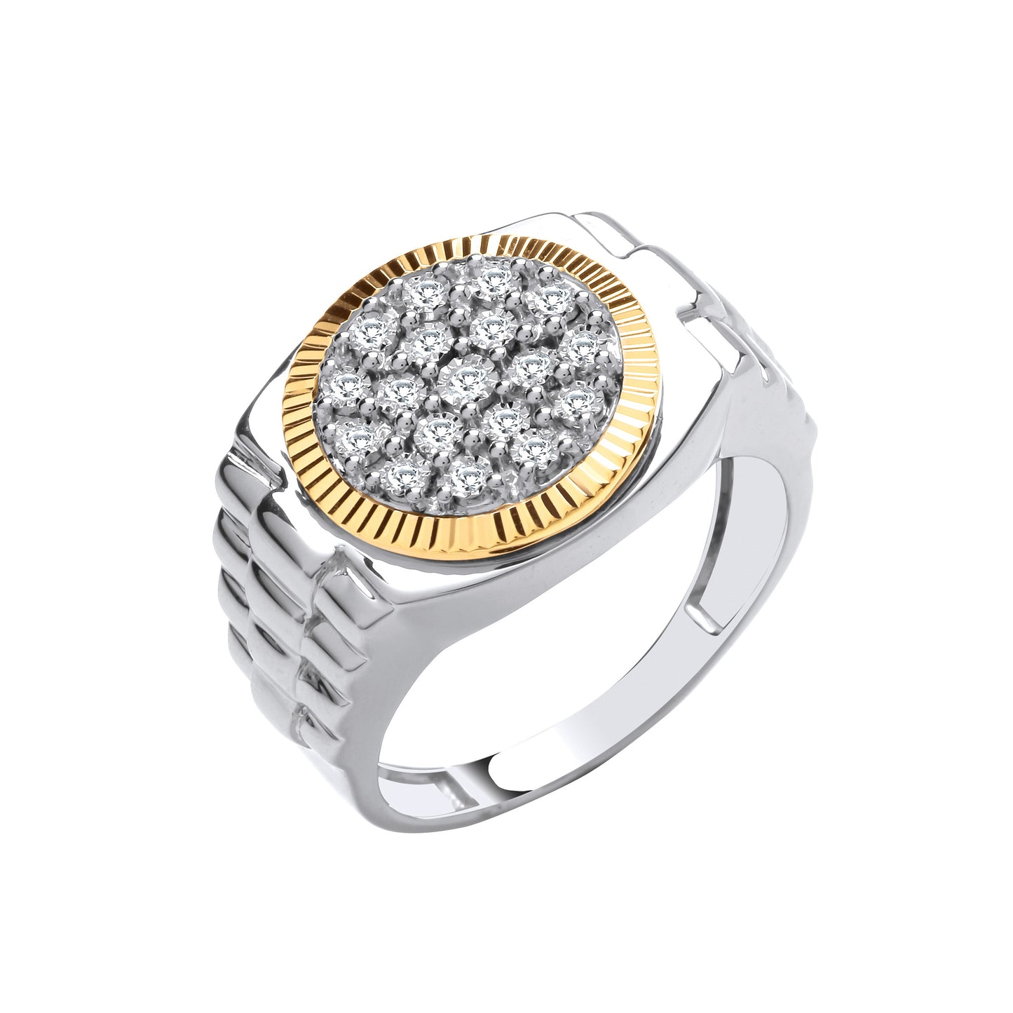 9ct Yellow/White Gold 0.20ctw Two Colour Diamond Ring - 9ct Gold