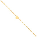 Yellow Gold Heart Plate Belcher Link Ladies Bracelet