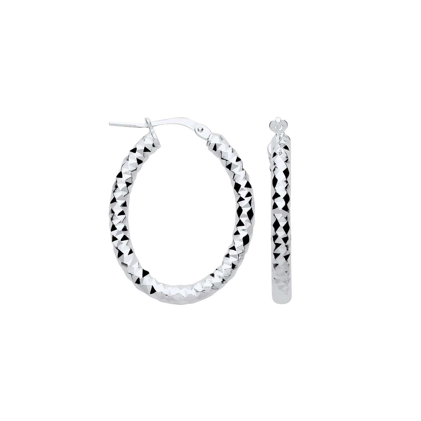 Silver D/C Creole Hoop Earrings - Silver