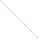 Silver Yellow Gold Plated Pink Enamel Anklet