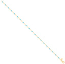Silver Yellow Gold Plated Blue Enamel Anklet