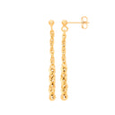 Yellow Gold Rope Graduated Drop Earrings