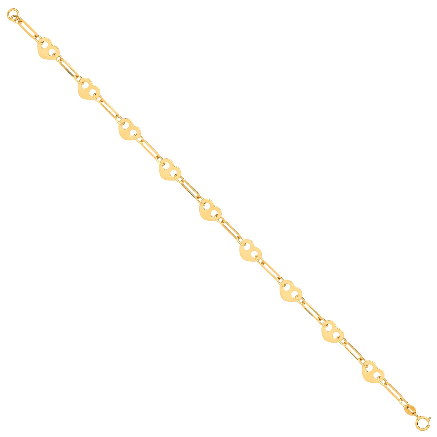 Yellow Gold Hearts Ladies Bracelet - 9ct Gold