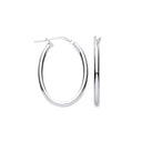 Silver Oval Tube Hoop Earrings