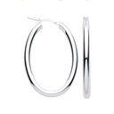 Silver Oval Tube Hoop Earrings