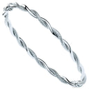 White Gold Plain & D/C Twist Ladies Bangle