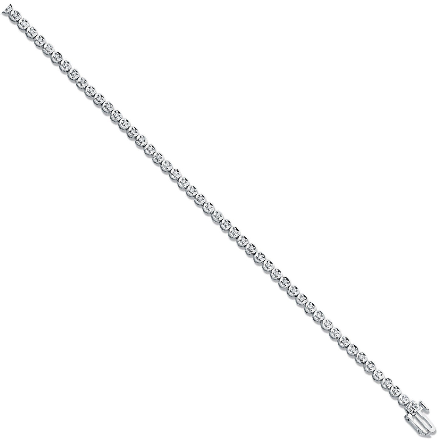9ct White 0.55ct Diamond Tennis Bracelet - 9ct Gold