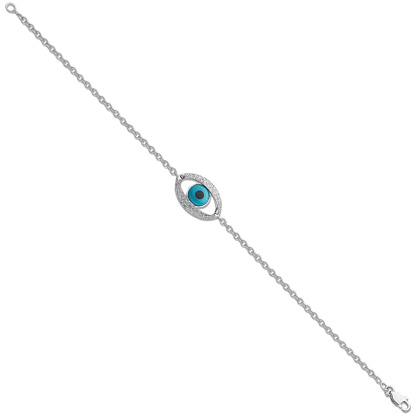 18ct White Gold 0.24ct Evil Eye Diamond Bracelet - 18ct Gold