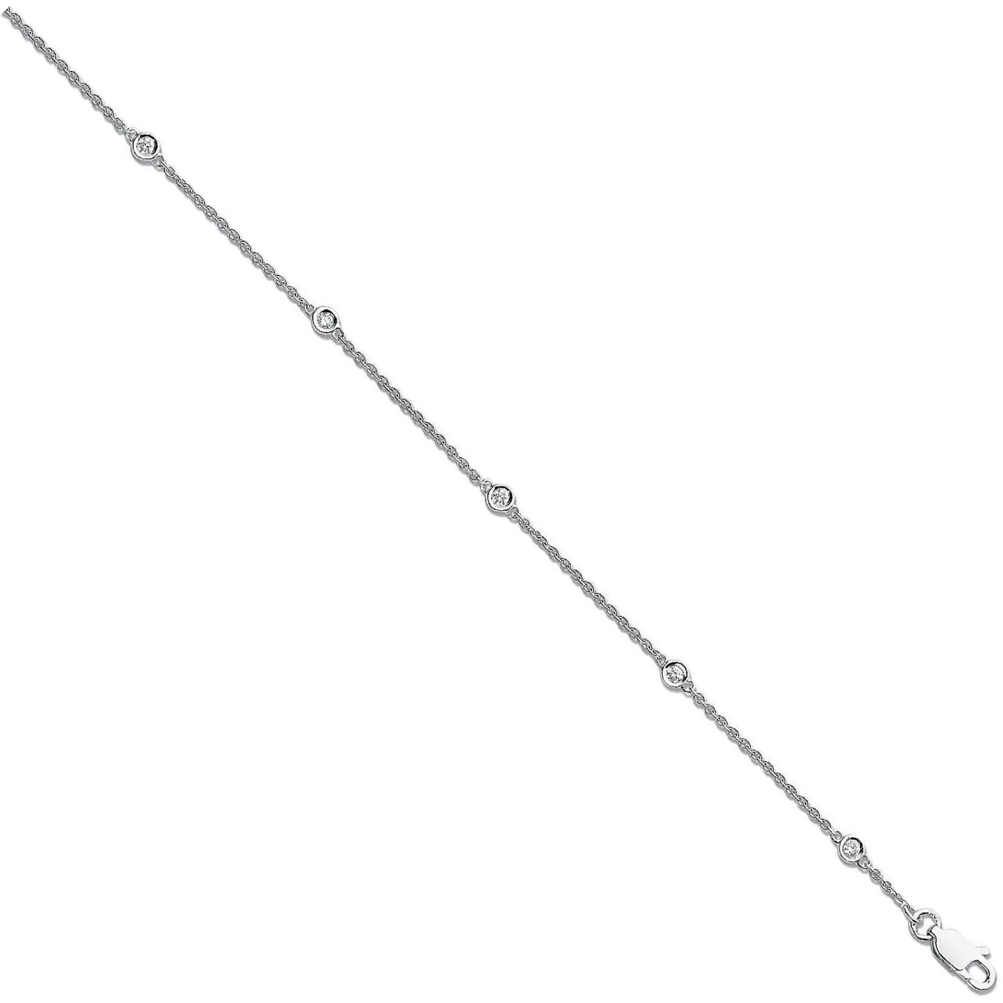 18ct White Gold 0.20ct Diamond by the yard Rubover Bracelet - 18ct Gold