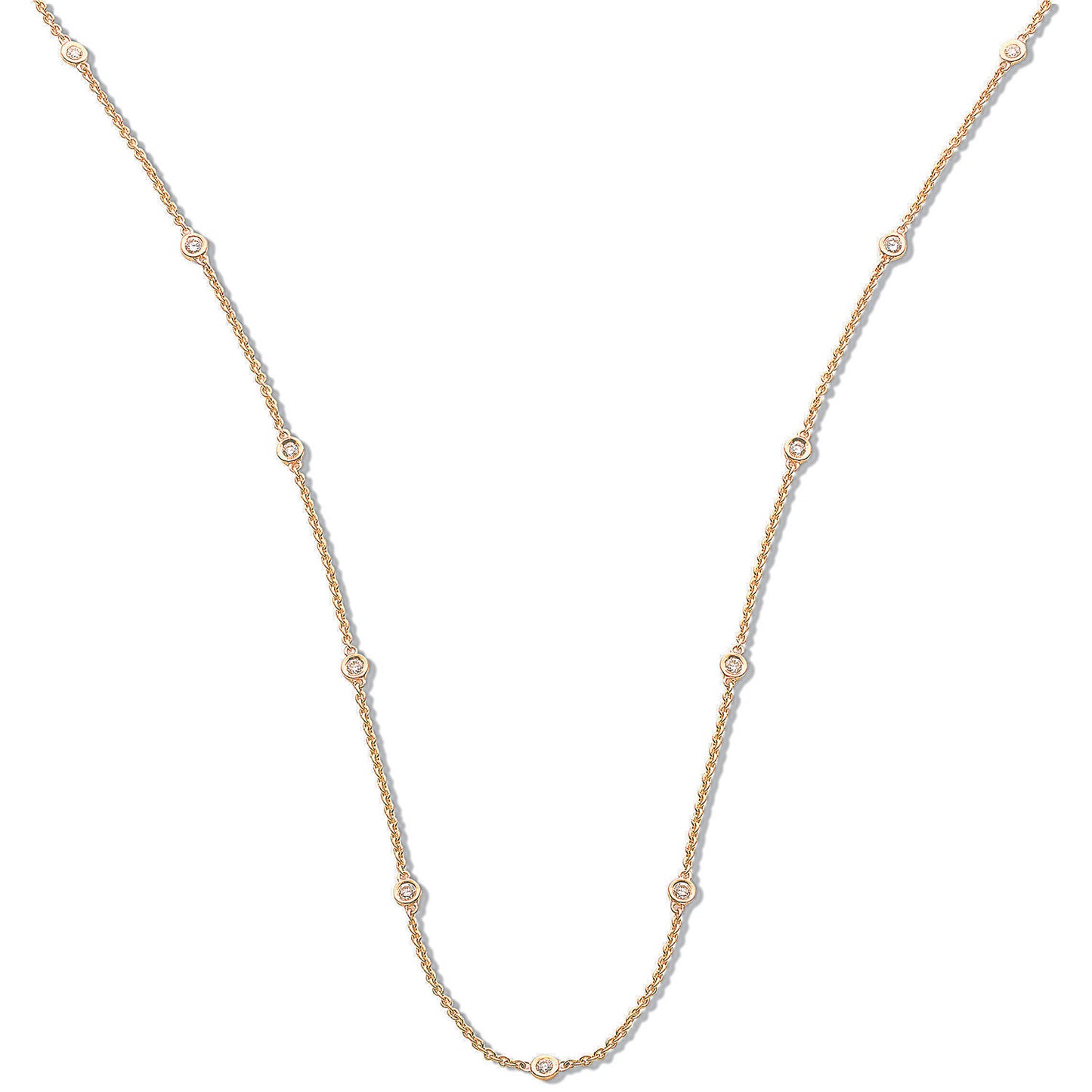 18ct Yellow Gold 0.50ct Diamond by the yard Necklace (18in/45cm) - 18ct Gold