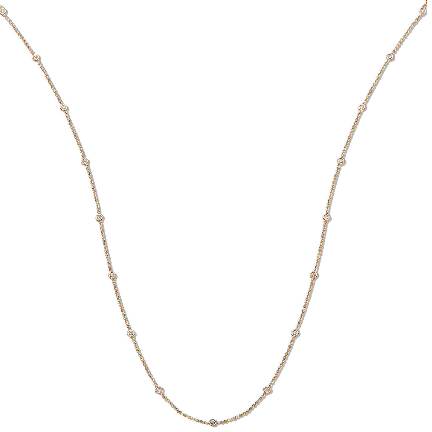 18ct Yellow Gold 1.00ct Diamond by the yard Necklace (36in/91cm) - 18ct Gold