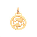 Yellow Gold Round Zodiac Pendant PISCES