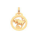 Yellow Gold Round Zodiac Pendant TAURUS