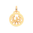 Yellow Gold Round Zodiac Pendant GEMINI