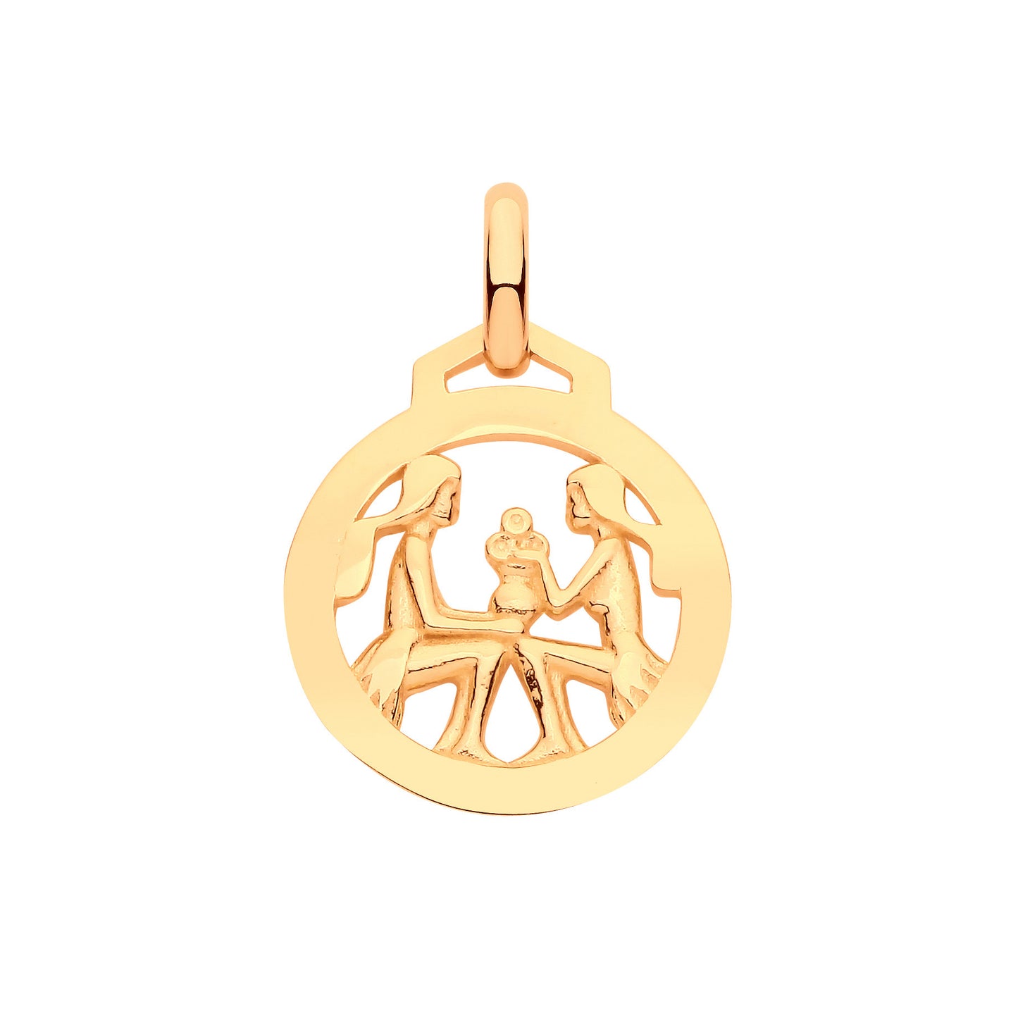 Yellow Gold Round Zodiac Pendant GEMINI - 9ct Gold