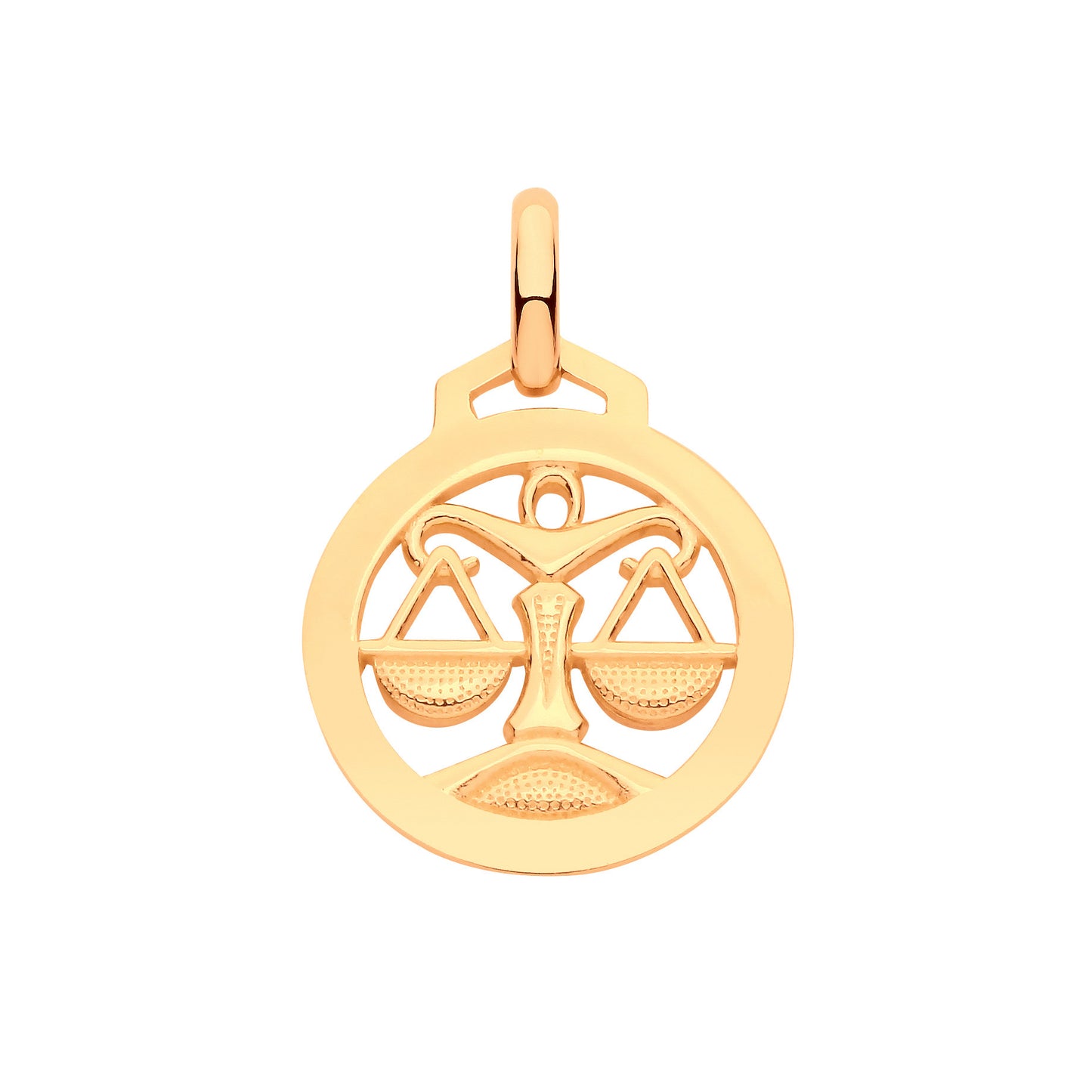 Yellow Gold Round Zodiac Pendant LIBRA - 9ct Gold