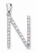 9ct White Gold 0.22ct Diamond N Initial
