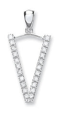 9ct White Gold 0.20ct Diamond V Initial
