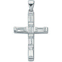 Silver Baguette Cut Cubic Zirconia Cross