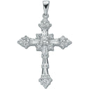 Silver Fancy Baguette Cut Cubic Zirconia Cross