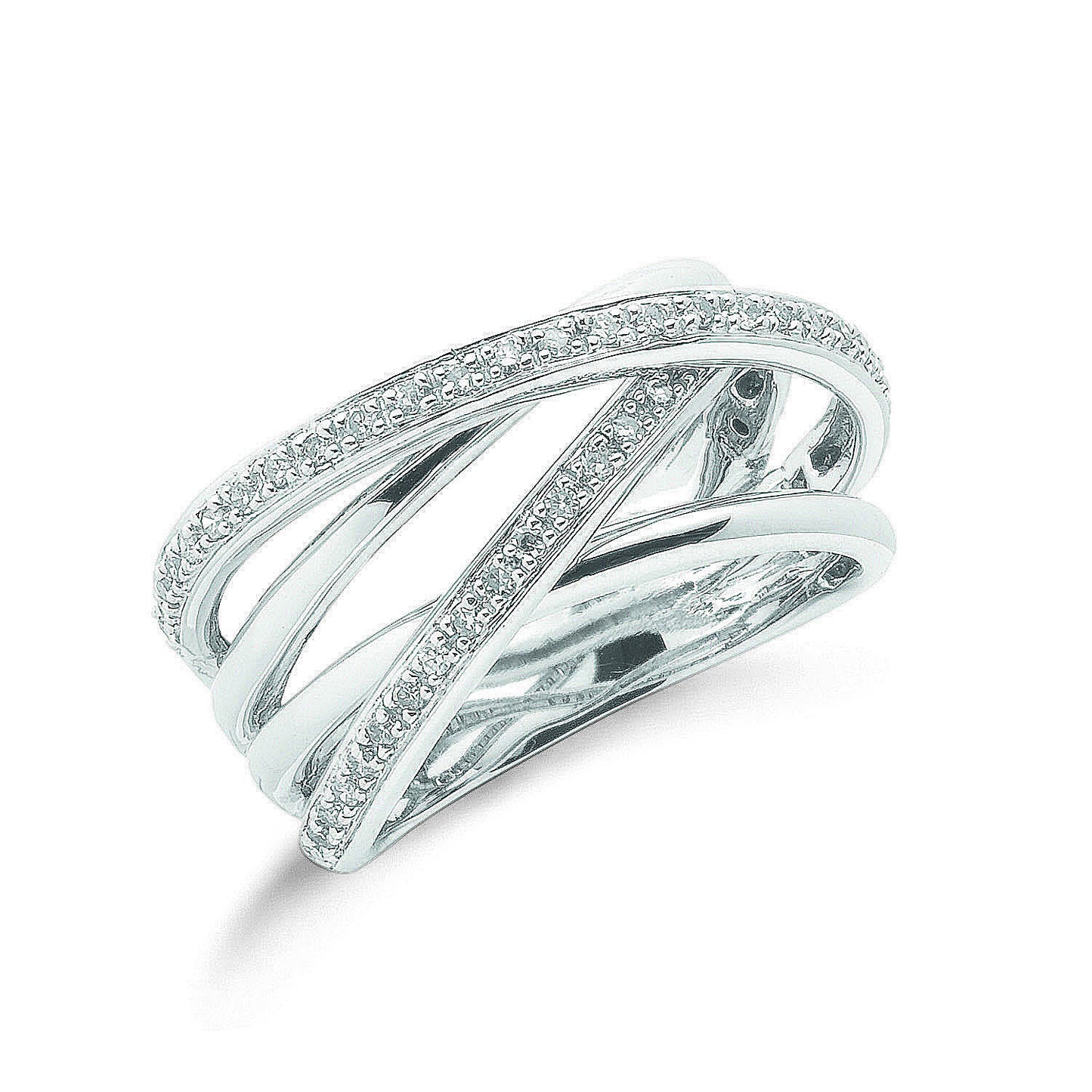 9ct White Gold 0.25ct Diamond Crossover Ring - 9ct Gold