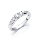 18ct White Gold 0.50ct Trilogy Ring With Diamond Shoulders