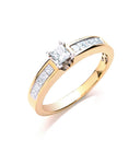 18ct Yellow Gold 0.50ctw Princess Cut Centre Diamond Ring
