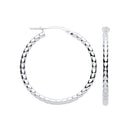 Silver Bead 30mm Hoop Earrings