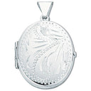 Silver Medium Engraved Oval Shaped Locket
