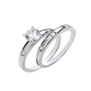 Silver Bridal Set S/S Round Cubic Zirconias Half ET Rings