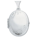 Silver Medium Engraved Oval Shaped Locket
