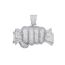 Silver Fist Full of Cash Cubic Zirconia Hollow Pendant