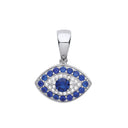 Silver Evil Eye Blue Cubic Zirconias Pendant