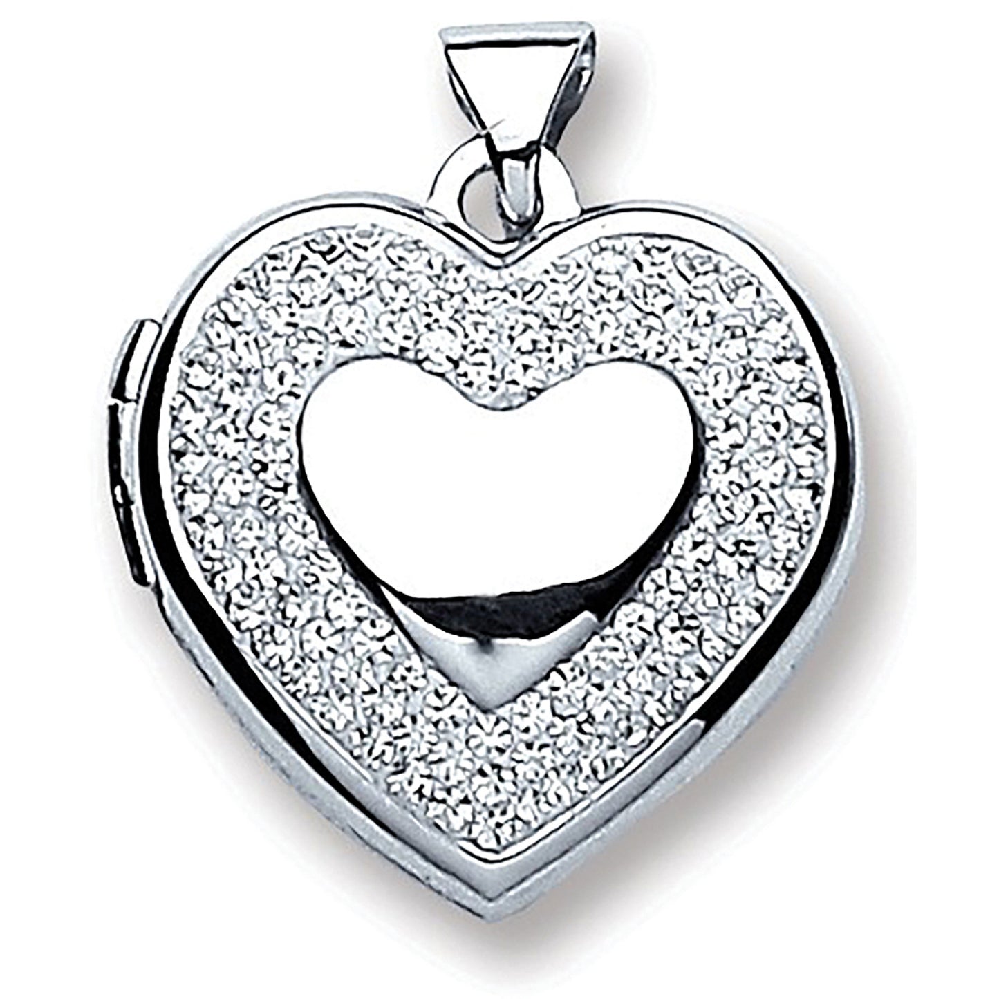 Silver Heart with Crystals Locket - Silver
