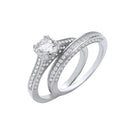 Silver Bridal Set S/S & Shoulder Cubic Zirconias Half ET Rings