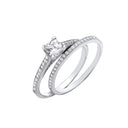 Silver Bridal Set P/Cut Centre Cubic Zirconia Half ET Rings